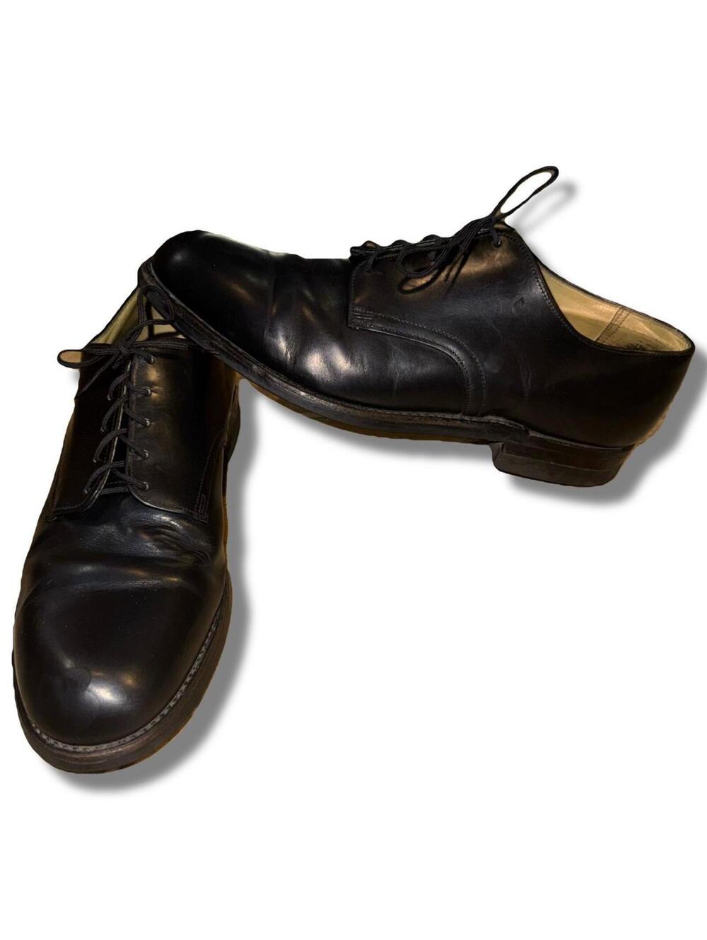 Vintage 80s Military Black leather lace up oxford shoes - Size US 9 true vintage